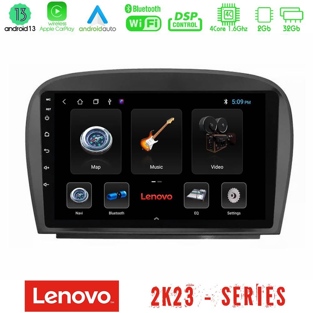 Lenovo Car Pad Mercedes SL Class 2005-2011 4Core Android 13 2+32GB Navigation Multimedia Tablet 9"