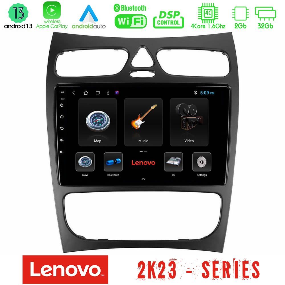 Lenovo Car Pad Mercedes CLK Class W209 2000-2004 4core Android 13 2+32GB Navigation Multimedia Tablet 9"