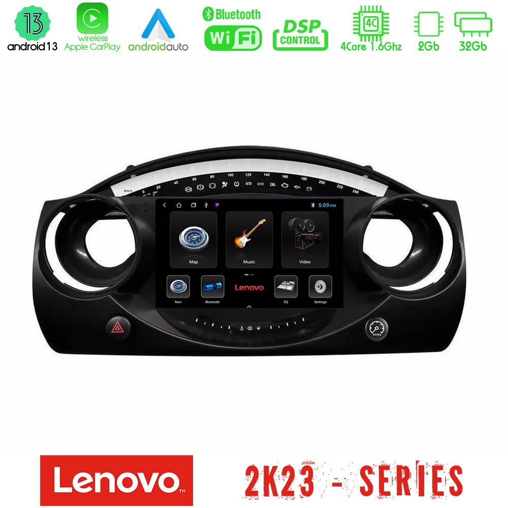 Lenovo Car Pad Mini Cooper R50 4Core Android 13 2+32GB Navigation Multimedia Tablet 9"