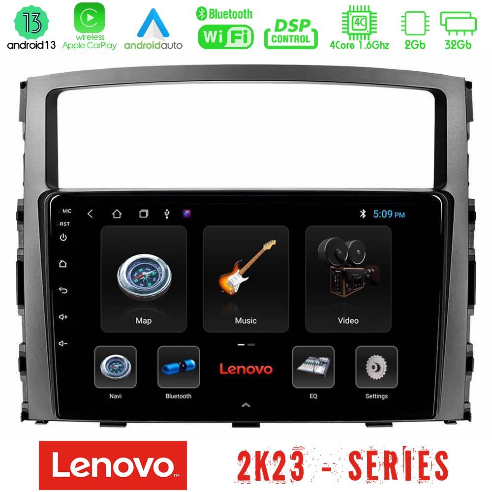Lenovo Car Pad Mitsubishi Pajero 2008-2009 4core Android 13 2+32GB Navigation Multimedia Tablet 9"