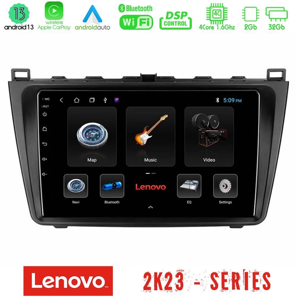 Lenovo Car Pad Mazda 6 2008-2012 4core Android 13 2+32GB Navigation Multimedia Tablet 9"