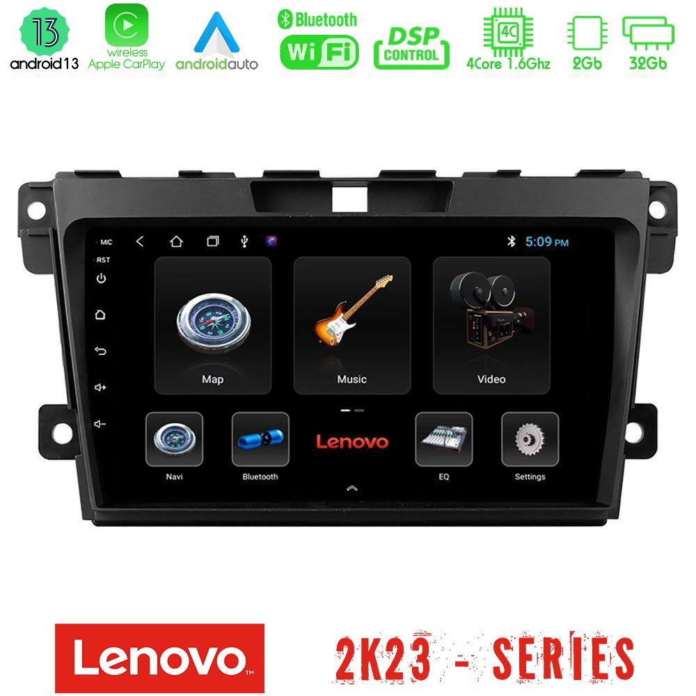Lenovo Car Pad Mazda CX-7 2007-2011 4Core Android 13 2+32GB Navigation Multimedia Tablet 9"