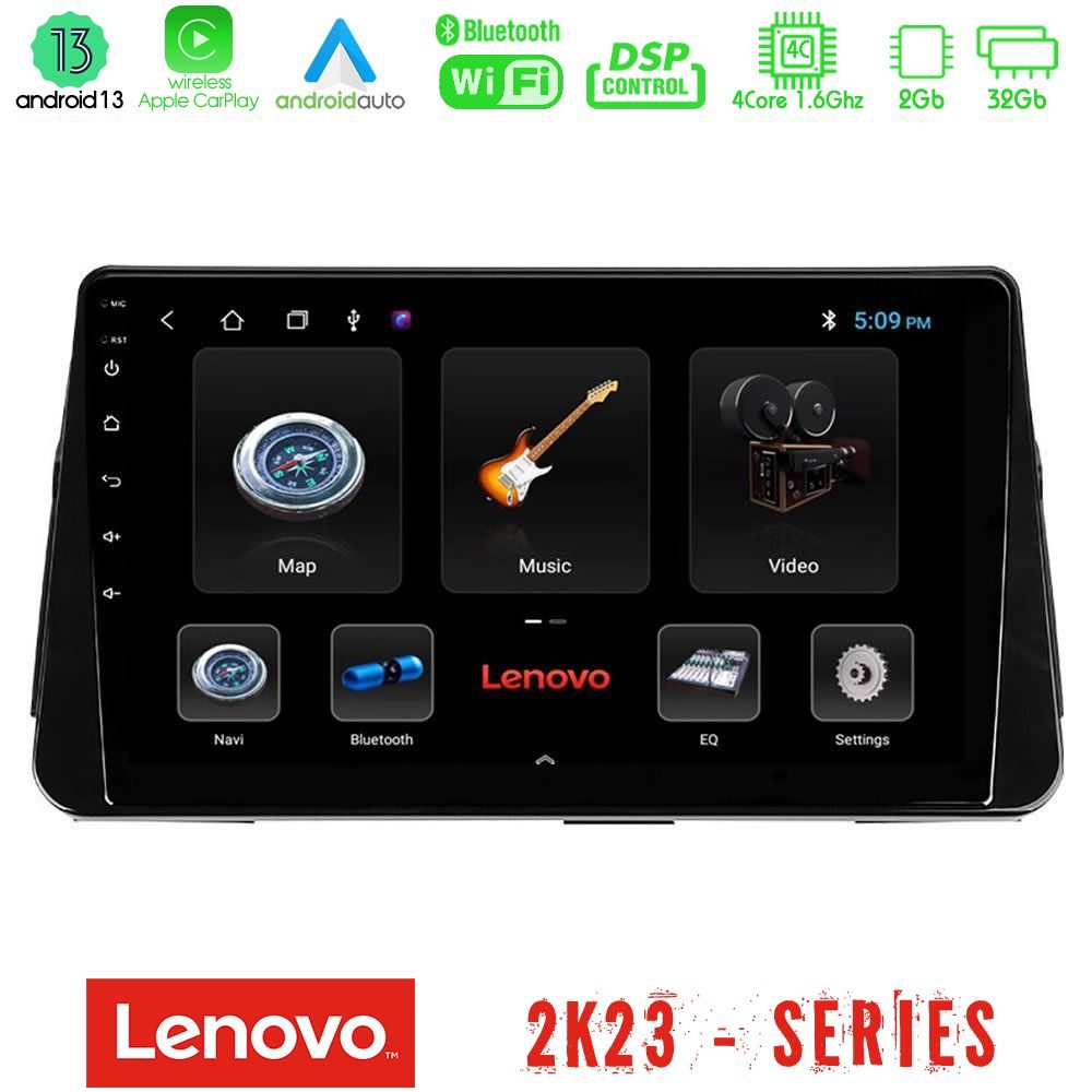 Lenovo Car Pad Nissan Micra K14 4Core Android 13 2+32GB Navigation Multimedia Tablet 9"