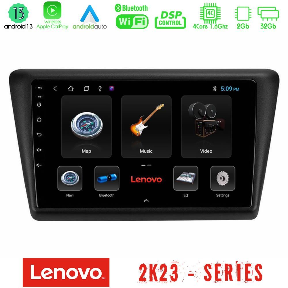 Lenovo Car Pad Skoda Rapid 2013-2017 4core Android 13 2+32GB Navigation Multimedia Tablet 9"