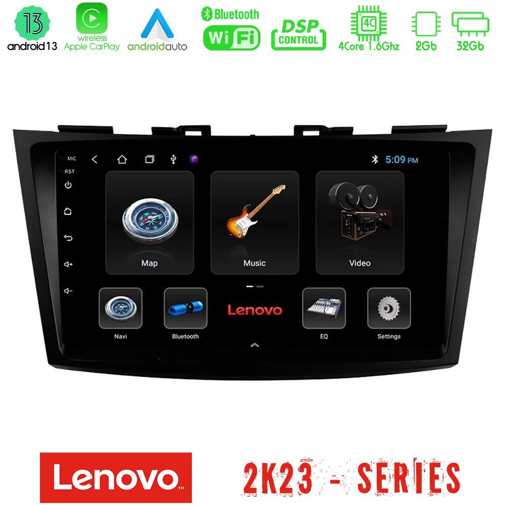 Lenovo Car Pad Suzuki Swift 2011-2016 4Core Android 13 2+32GB Navigation Multimedia Tablet 9"