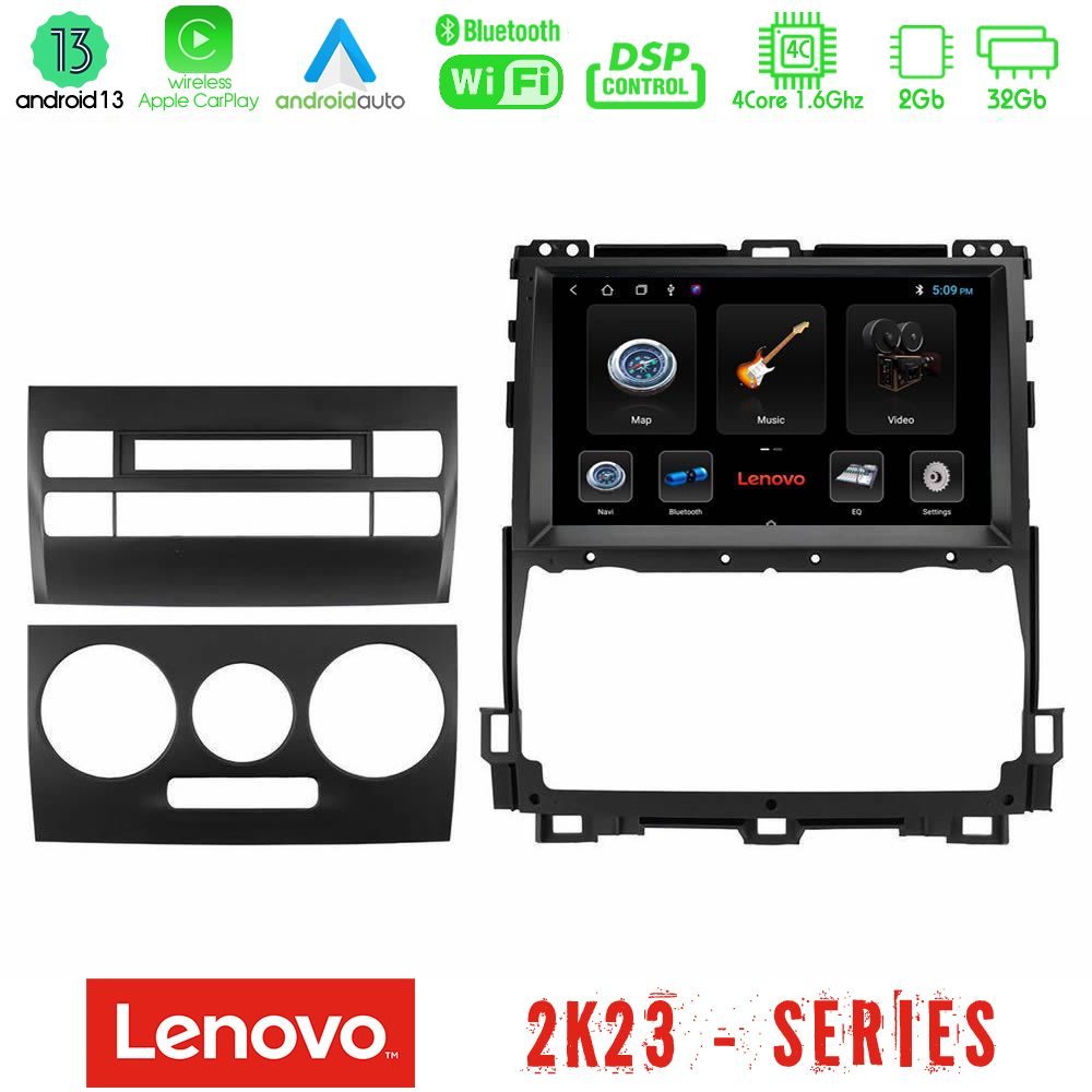 Lenovo Car Pad Toyota Land Cruiser J120 2002-2009 4Core Android 13 2+32GB Navigation Multimedia Tablet 9"