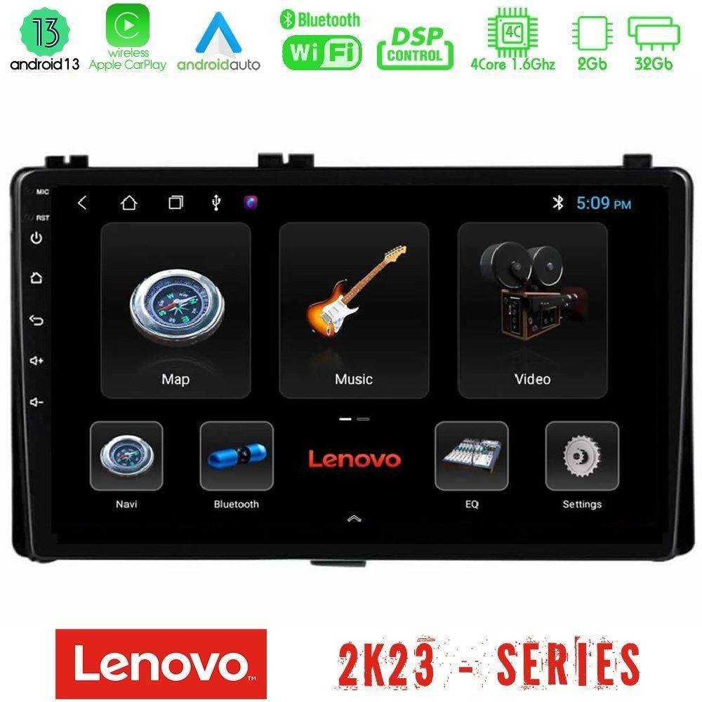 Lenovo Car Pad Toyota Corolla/Auris 2017-2019 4Core Android 13 2+32GB Navigation Multimedia Tablet 9"
