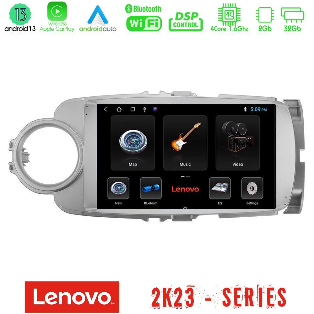 Lenovo Car Pad Toyota Yaris 4Core Android 13 2+32GB Navigation Multimedia Tablet 9"