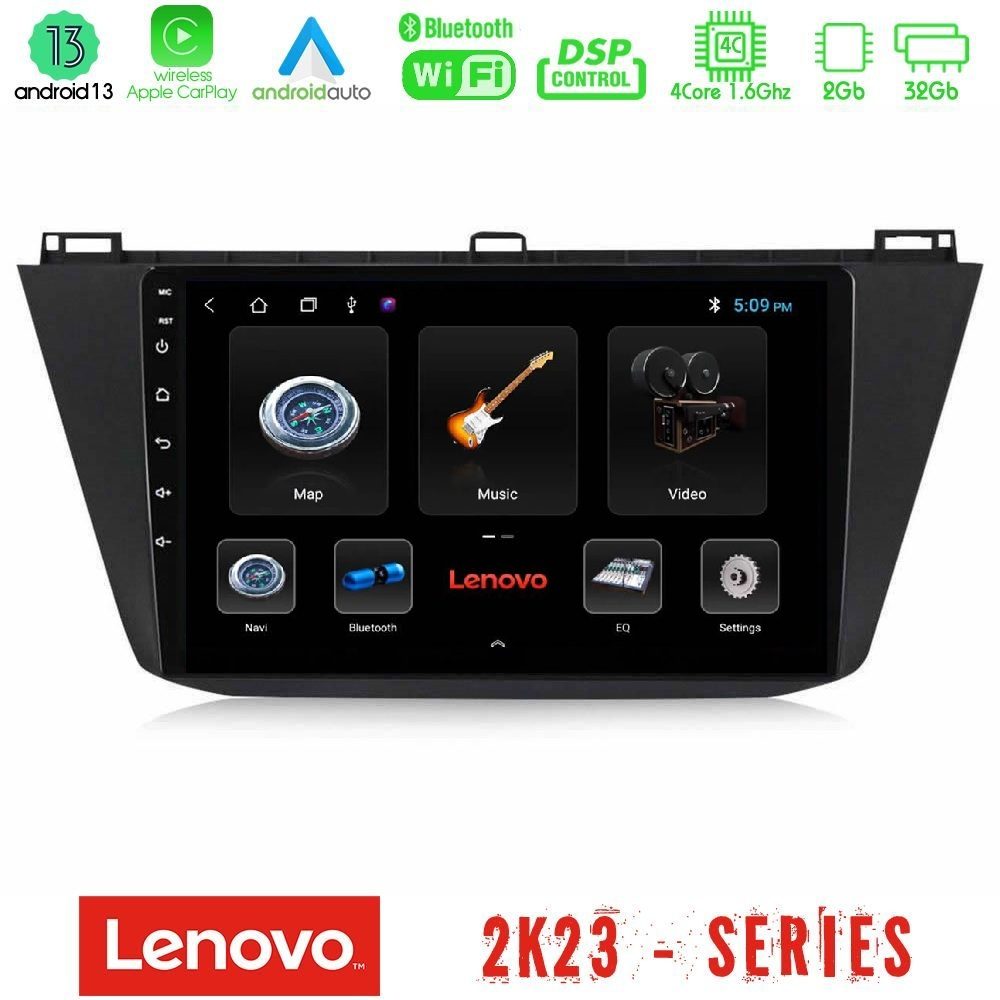 Lenovo Car Pad Vw Tiguan 2016-2022 4Core Android 13 2+32GB Navigation Multimedia Tablet 9"
