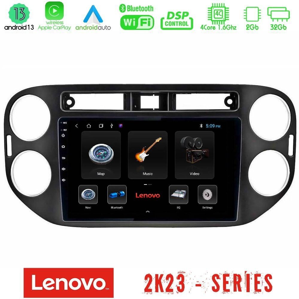 Lenovo Car Pad VW Tiguan (23mm alarm button) 4Core Android 13 2+32GB Navigation Multimedia Tablet 9"