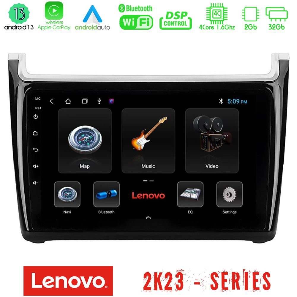 Lenovo Car Pad Vw Polo 4Core Android 13 2+32GB Navigation Multimedia Tablet 9"