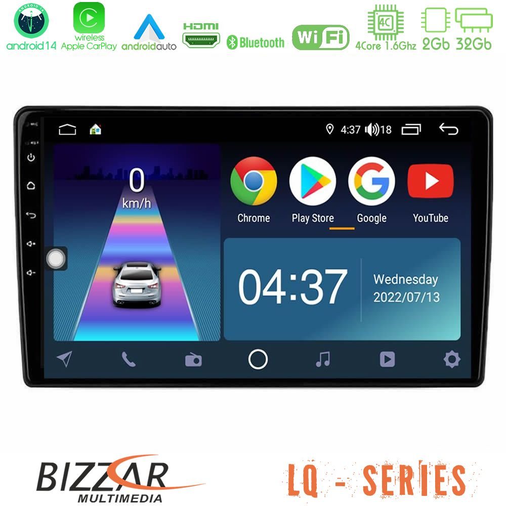 Bizzar LQ Series 4Core Android14 2+32GB Alfa Romeo 159/Brera/Spider Navigation Multimedia Tablet 9"  Με Carplay & Android Auto