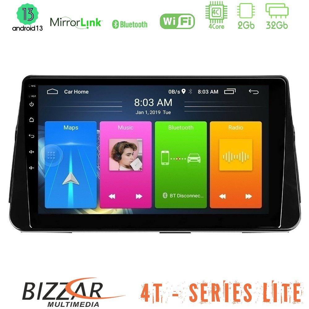 Bizzar 4T Series Nissan Micra K14 4Core Android13 2+32GB Navigation Multimedia Tablet 9"