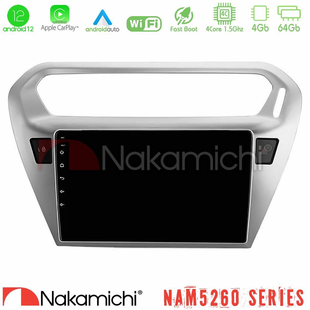 Nakamichi NAM5260 Series 4Core Android12 4+64GB Citroen C-Elysee / Peugeot 301 Navigation Multimedia Tablet 9" Με Carplay & Android Auto