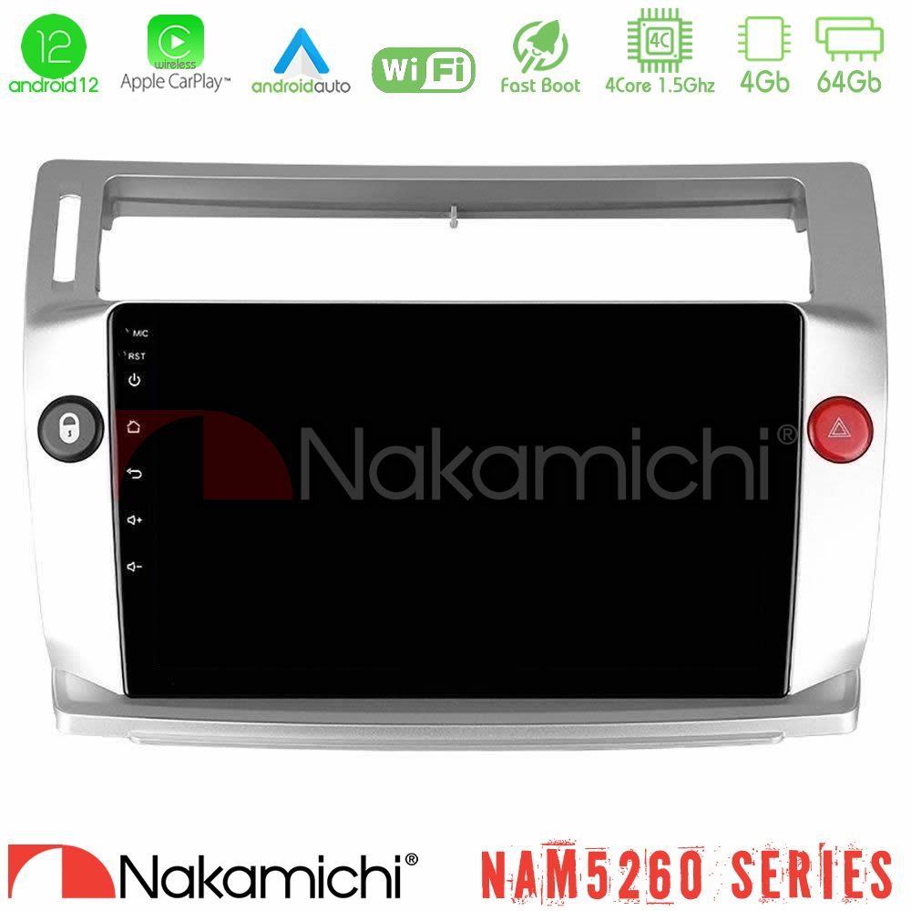 Nakamichi NAM5260 Series 4Core Android12 4+64GB Citroen C4 2004-2010 Navigation Multimedia Tablet 9" Με Carplay & Android Auto