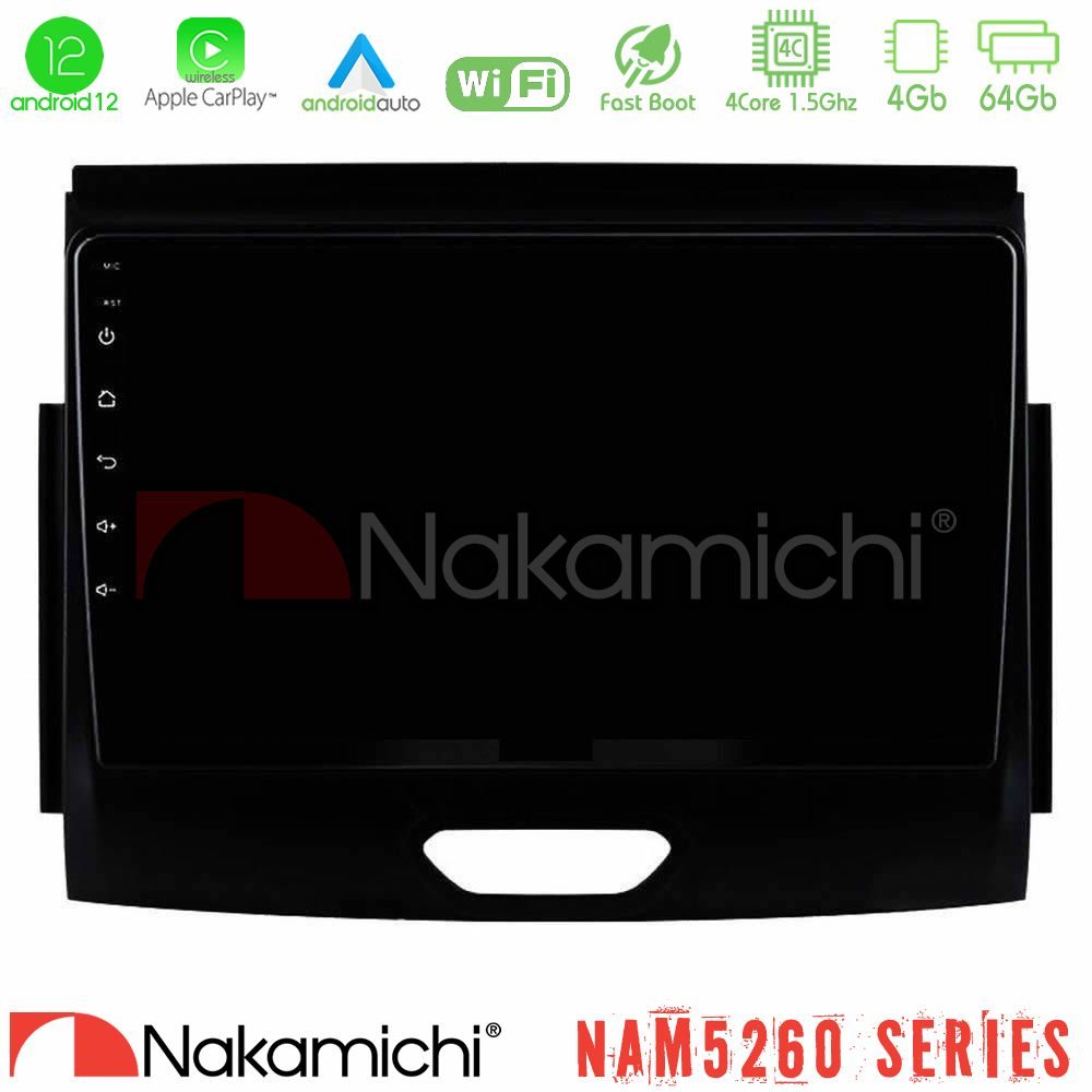 Nakamichi NAM5260 Series 4Core Android12 4+64GB Ford Ranger 2017-2022 Navigation Multimedia Tablet 9" Με Carplay & Android Auto