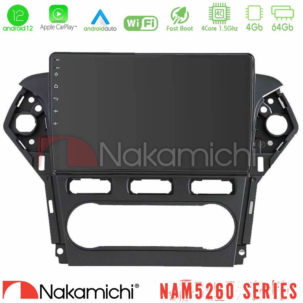 Nakamichi NAM5260 Series 4Core Android12 4+64GB Ford Mondeo 2011-2014 Navigation Multimedia Tablet 10" Με Carplay & Android Auto
