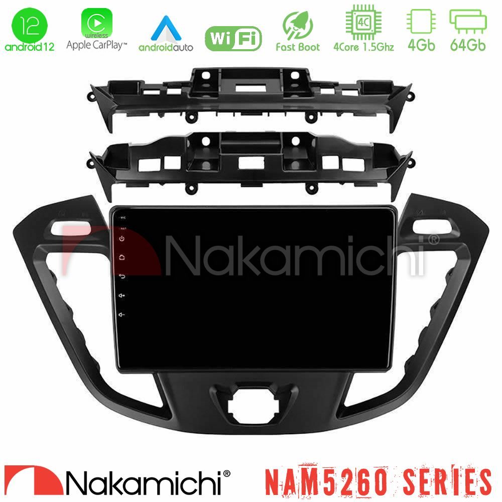 Nakamichi NAM5260 Series 4Core Android12 4+64GB Ford Transit Custom/Tourneo Custom Navigation Multimedia Tablet 9" Με Carplay & Android Auto