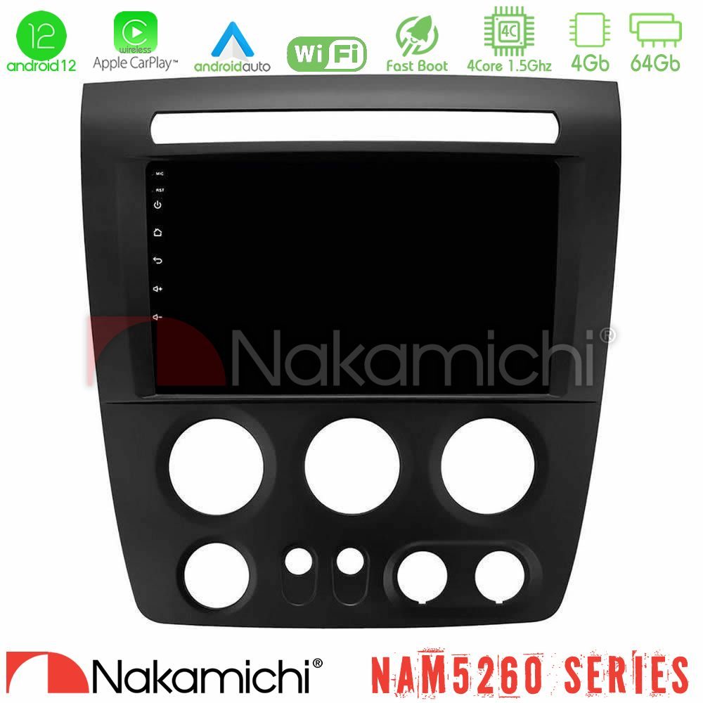 Nakamichi NAM5260 Series 4Core Android12 4+64GB Hummer H3 2005-2009 Navigation Multimedia Tablet 9" Με Carplay & Android Auto
