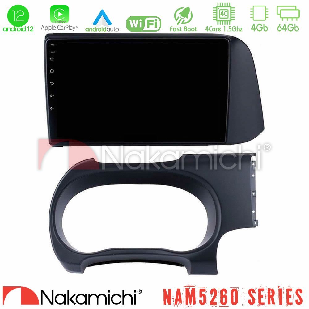 Nakamichi NAM5260 Series 4Core Android12 4+64GB Hyundai i10 Navigation Multimedia Tablet 9" Με Carplay & Android Auto