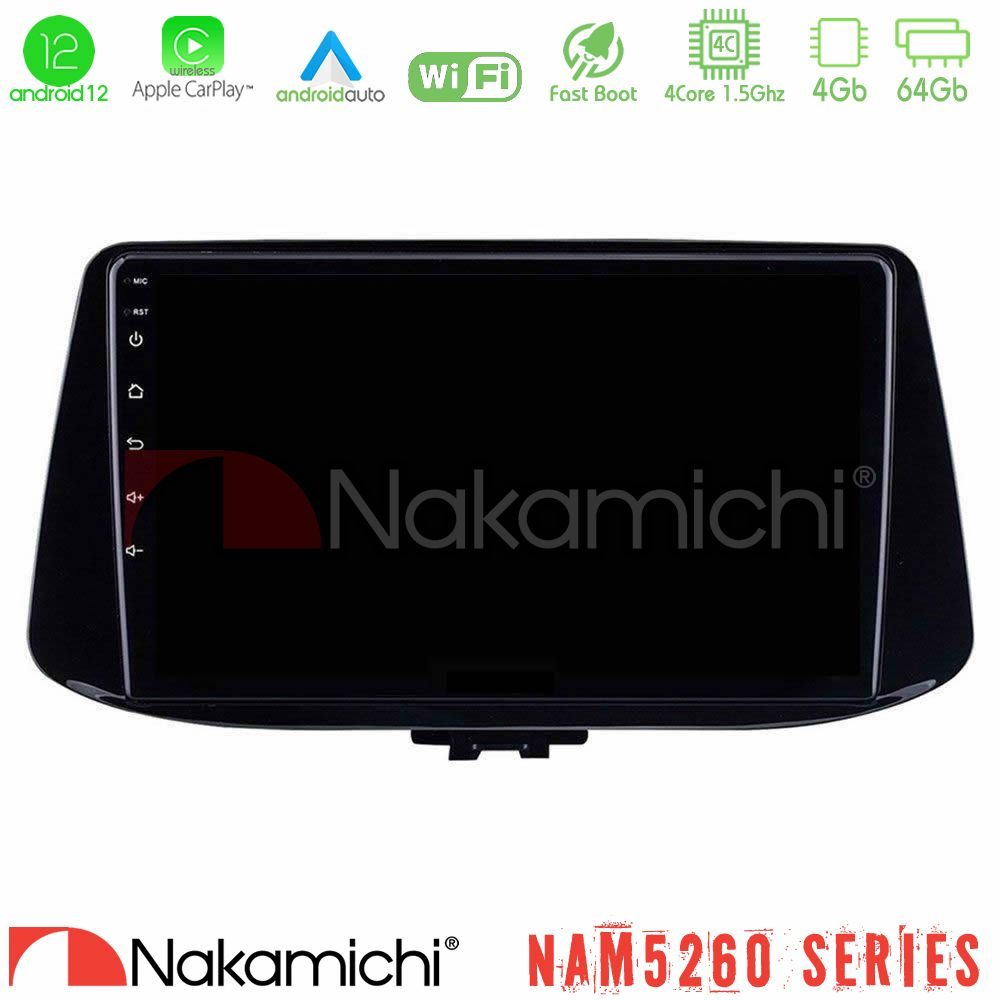Nakamichi NAM5260 Series 4Core Android12 4+64GB Hyundai i30 Navigation Multimedia Tablet 9" Με Carplay & Android Auto