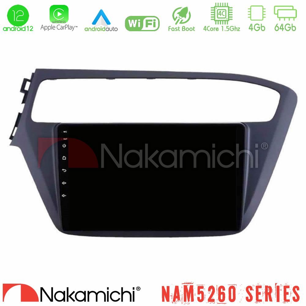 Nakamichi NAM5260 Series 4Core Android12 4+64GB Hyundai i20 2018-2020 Navigation Multimedia Tablet 9" Με Carplay & Android Auto