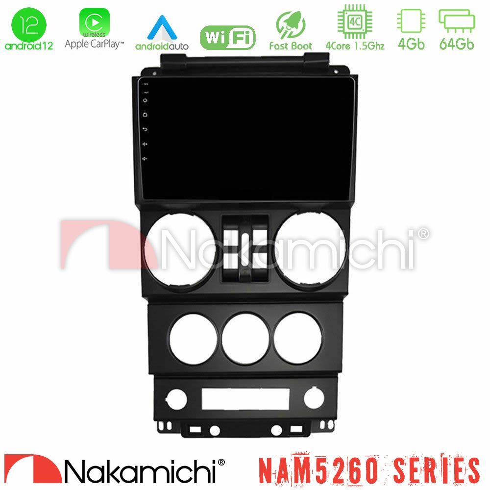 Nakamichi NAM5260 Series 4Core Android12 4+64GB Jeep Wrangler 2008-2010 Navigation Multimedia Tablet 9" Με Carplay & Android Auto