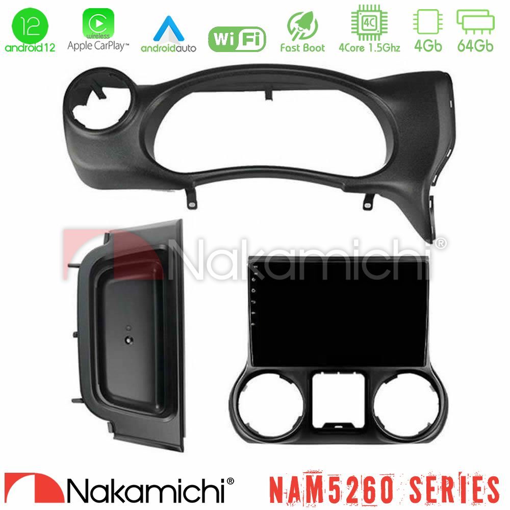 Nakamichi NAM5260 Series 4Core Android12 4+64GB Jeep Wrangler 2014-2017 Navigation Multimedia Tablet 10" Με Carplay & Android Auto