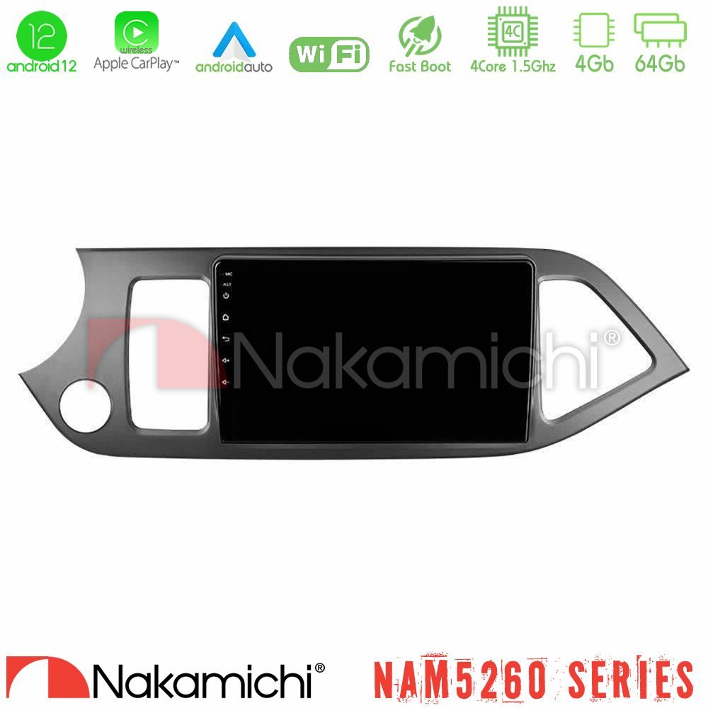 Nakamichi NAM5260 Series 4Core Android12 4+64GB Kia Picanto Navigation Multimedia Tablet 9" Με Carplay & Android Auto