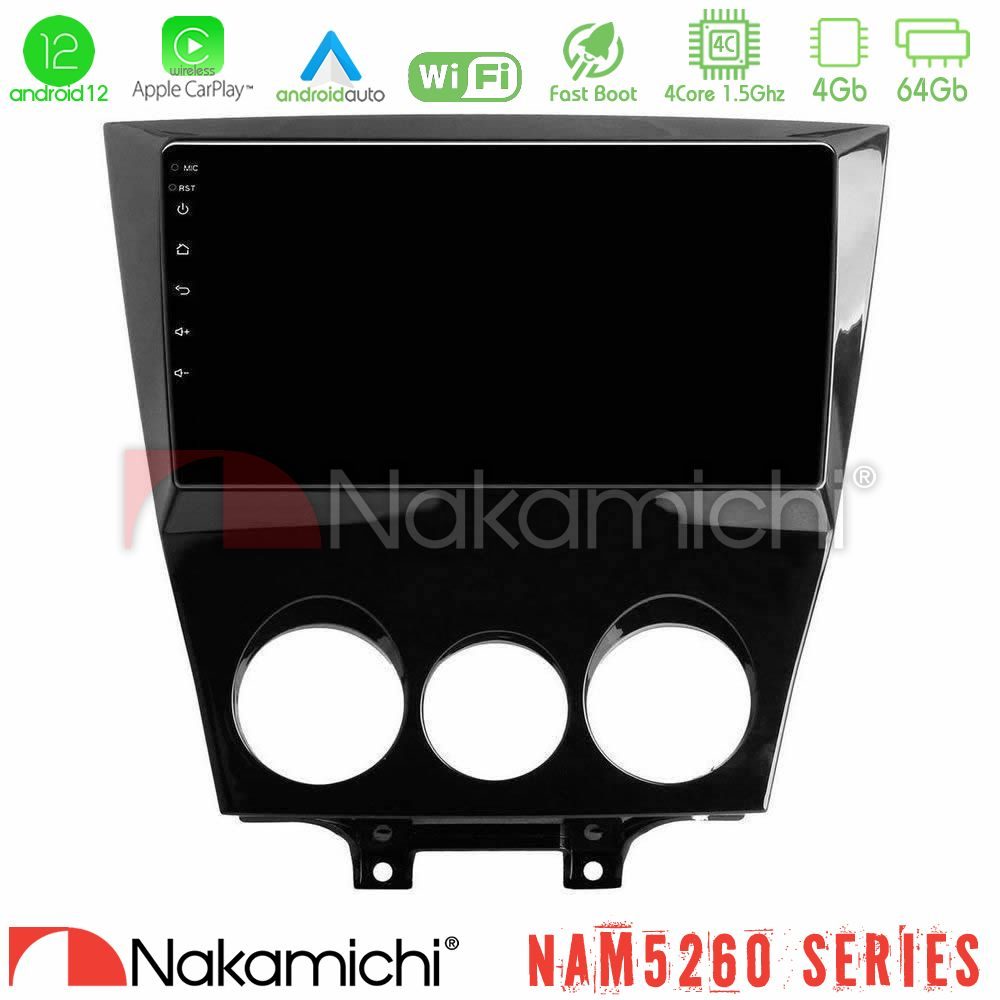 Nakamichi NAM5260 Series 4Core Android12 4+64GB Mazda RX8 2008-2012 Navigation Multimedia Tablet 9" Με Carplay & Android Auto