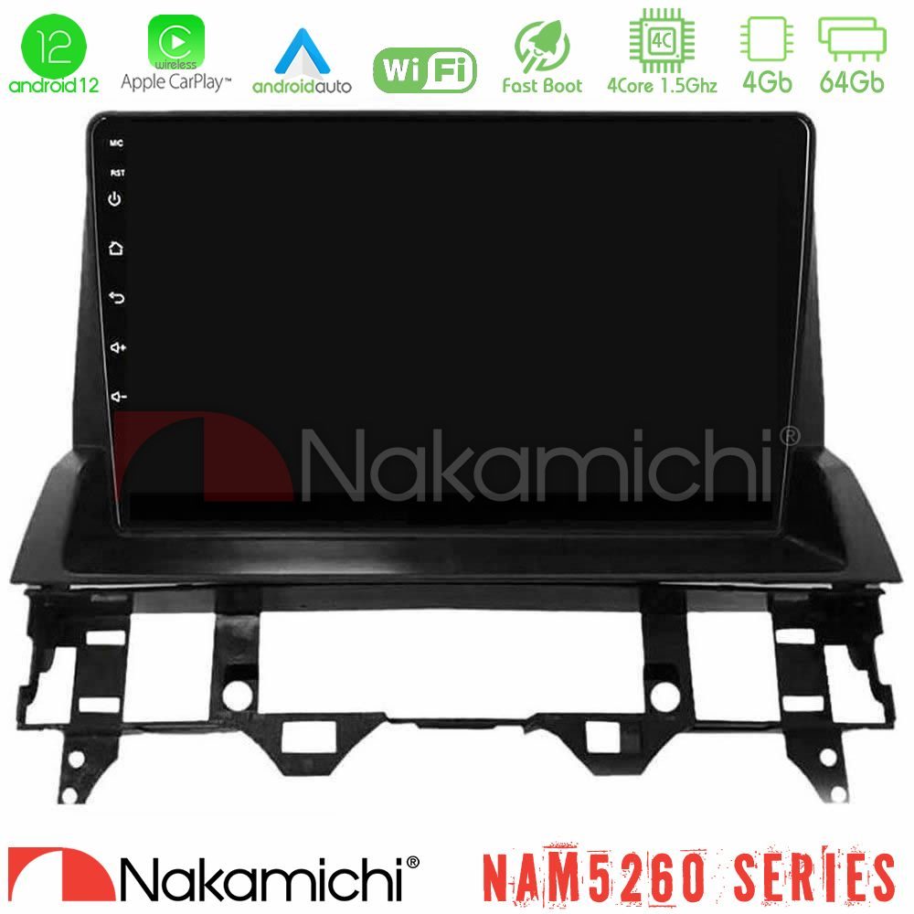 Nakamichi NAM5260 Series 4Core Android12 4+64GB Mazda6 2002-2006 Navigation Multimedia Tablet 9" Με Carplay & Android Auto