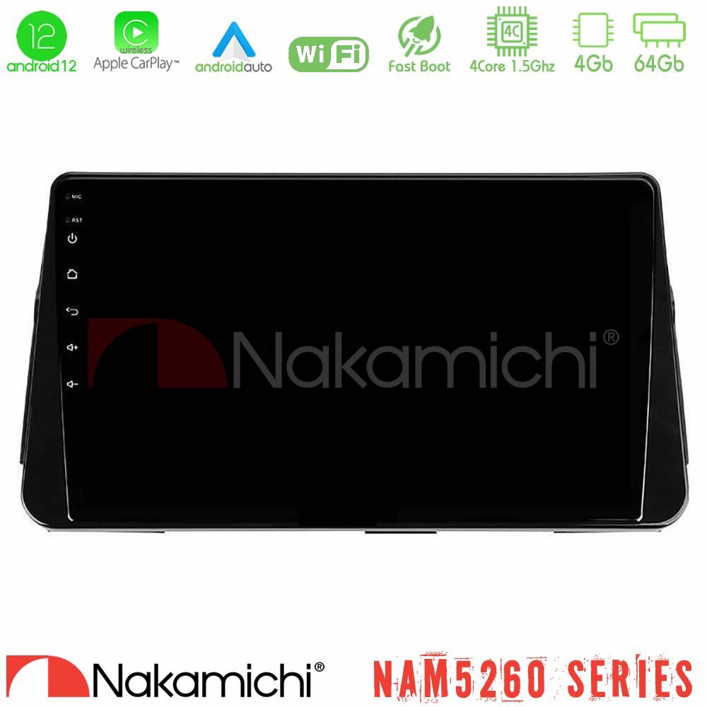 Nakamichi NAM5260 Series 4Core Android12 4+64GB Nissan Micra K14 Navigation Multimedia Tablet 9" Με Carplay & Android Auto