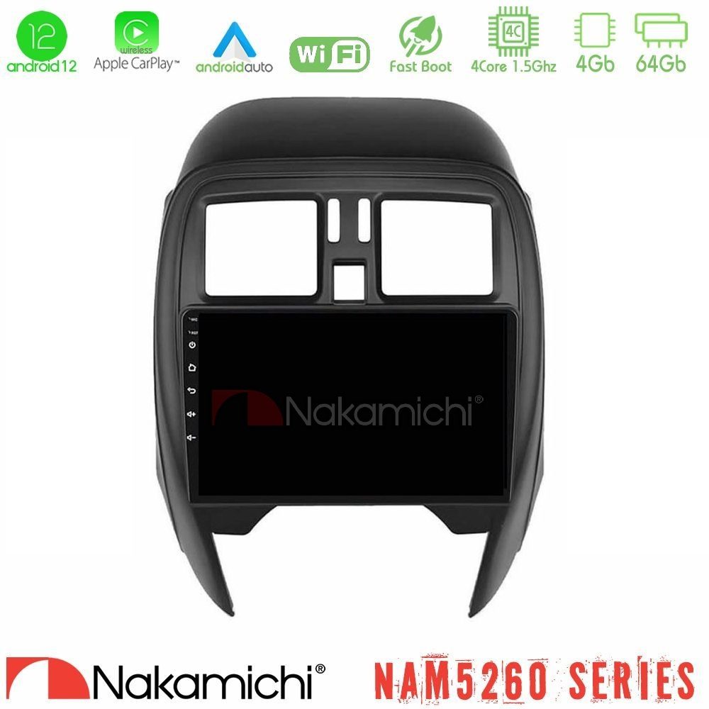 Nakamichi NAM5260 Series 4Core Android12 4+64GB Nissan Micra 2013-2016 Navigation Multimedia Tablet 9" Με Carplay & Android Auto