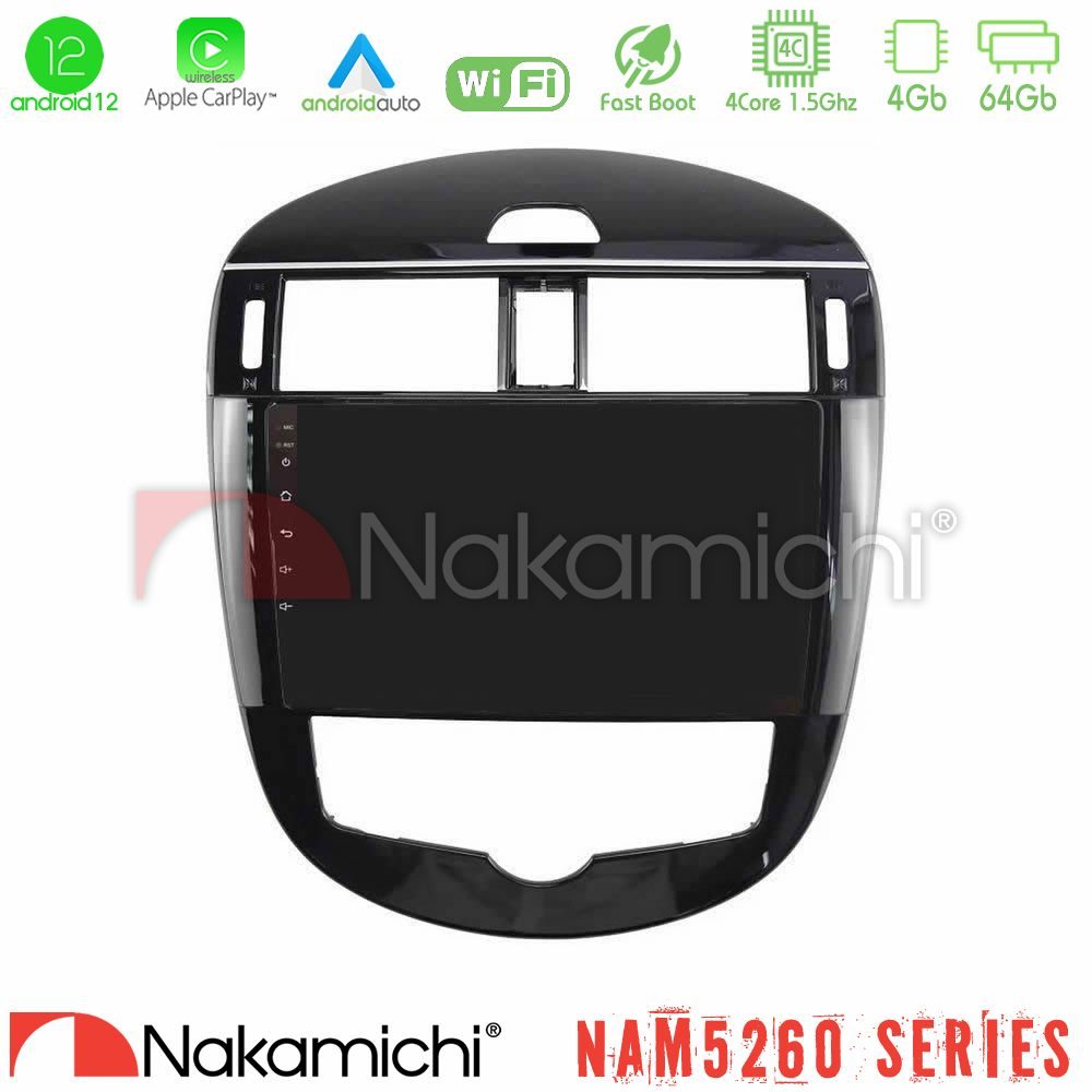 Nakamichi NAM5260 Series 4Core Android12 4+64GB Nissan Pulsar 2015-2018 Navigation Multimedia Tablet 9" Με Carplay & Android Auto