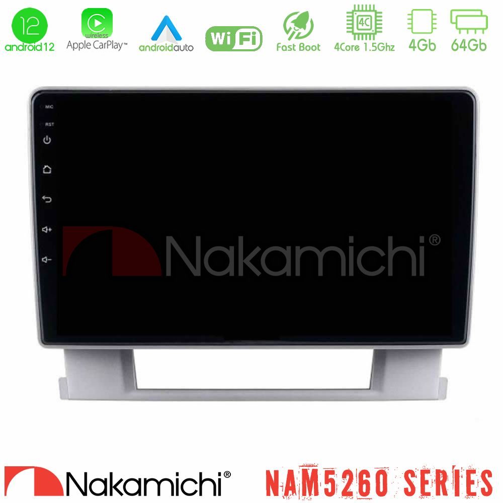 Nakamichi NAM5260 Series 4Core Android12 4+64GB Opel Astra J 2010-2014 Navigation Multimedia Tablet 9" Με Carplay & Android Auto