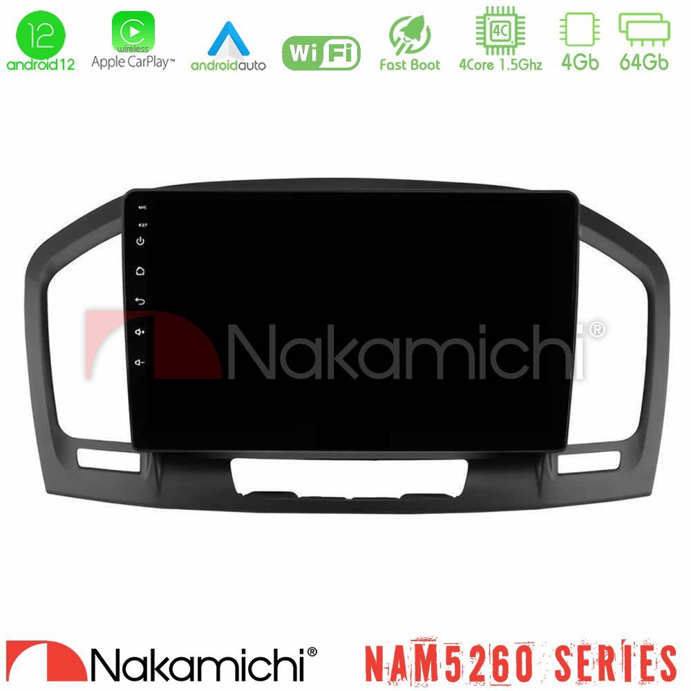 Nakamichi NAM5260 Series 4Core Android12 4+64GB Opel Insignia 2008-2013 Navigation Multimedia Tablet 9" Με Carplay & Android Auto