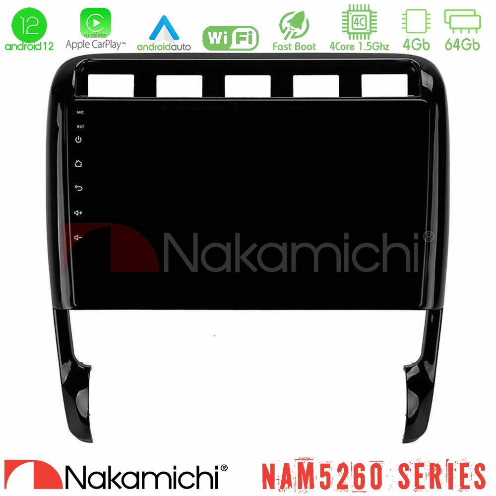 Nakamichi NAM5260 Series 4Core Android12 4+64GB Porsche Cayenne 2003-2010 Navigation Multimedia Tablet 9" Με Carplay & Android Auto