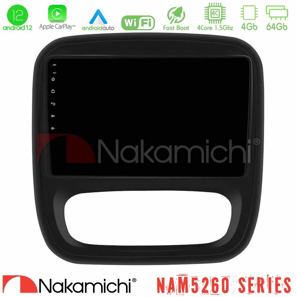 Nakamichi NAM5260 Series 4Core Android12 4+64GB Renault/Nissan/Opel/Fiat Navigation Multimedia Tablet 9" Με Carplay & Android Auto