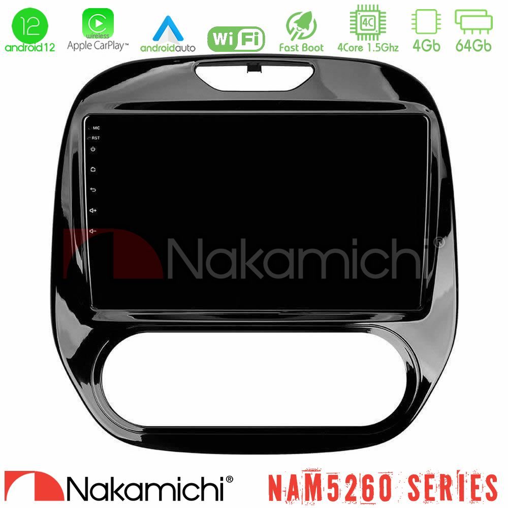 Nakamichi NAM5260 Series 4Core Android12 4+64GB Renault Captur 2013-2019 (Manual AC) Navigation Multimedia Tablet 9" Με Carplay & Android Auto