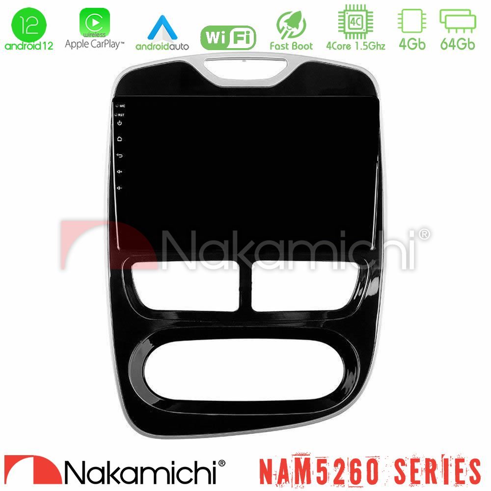 Nakamichi NAM5260 Series 4Core Android12 4+64GB Renault Clio 2012-2016 Navigation Multimedia Tablet 10" Με Carplay & Android Auto