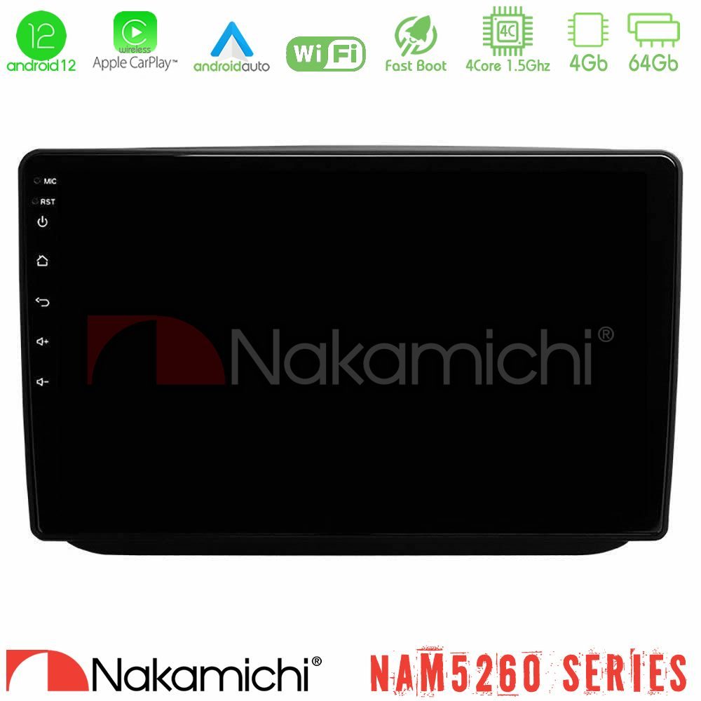 Nakamichi NAM5260 Series 4Core Android12 4+64GB Skoda Fabia 2007-2014 Navigation Multimedia Tablet 10" Με Carplay & Android Auto