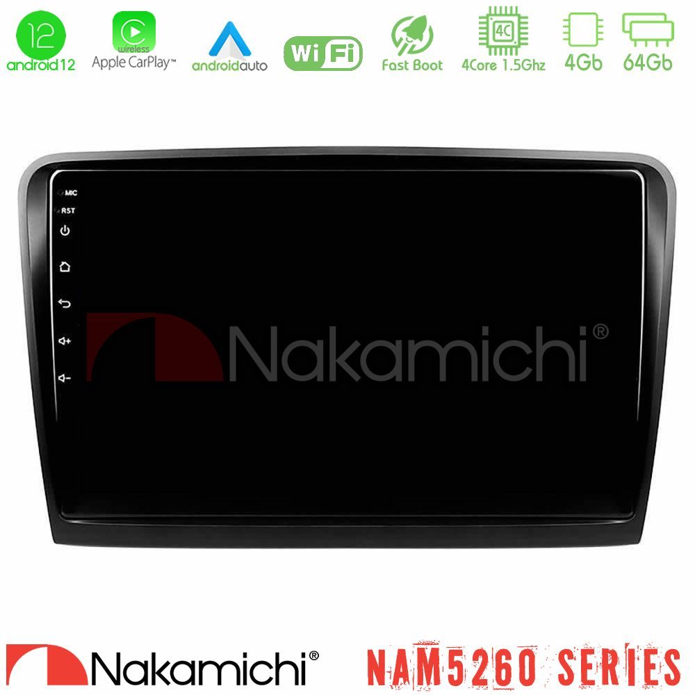 Nakamichi NAM5260 Series 4Core Android12 4+64GB Skoda Superb 2008-2015 Navigation Multimedia Tablet 10" Με Carplay & Android Auto