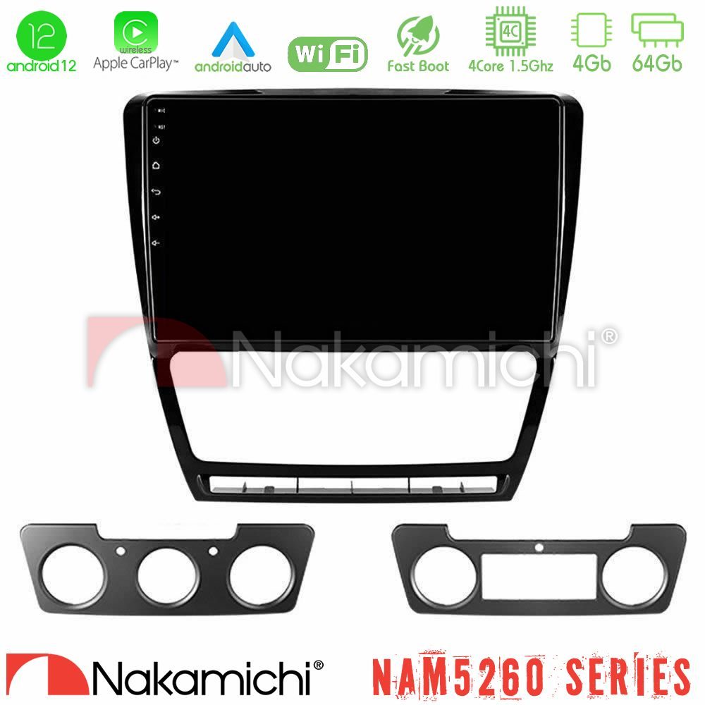 Nakamichi NAM5260 Series 4Core Android12 4+64GB Skoda Octavia 5 Navigation Multimedia Tablet 10" Με Carplay & Android Auto