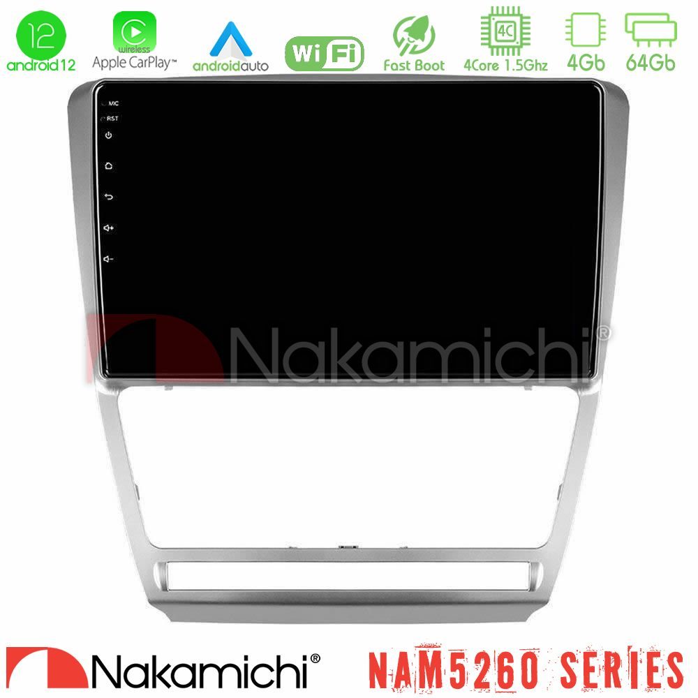 Nakamichi NAM5260 Series 4Core Android12 4+64GB Skoda Octavia 5 Navigation Multimedia Tablet 10" Με Carplay & Android Auto