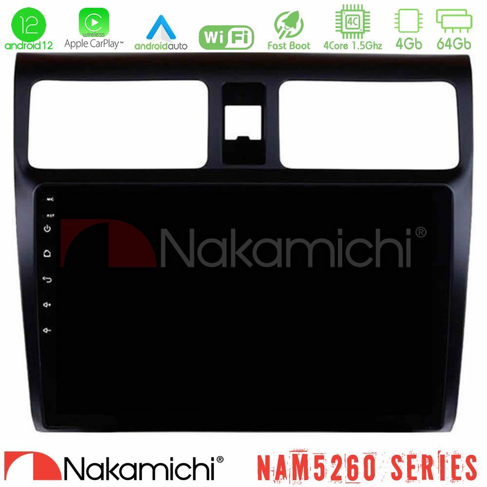 Nakamichi NAM5260 Series 4Core Android12 4+64GB Suzuki Swift 2005-2010 Navigation Multimedia Tablet 10" Με Carplay & Android Auto