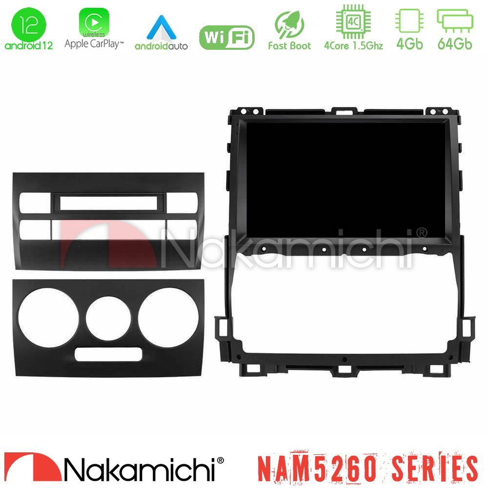 Nakamichi NAM5260 Series 4Core Android12 4+64GB Toyota Land Cruiser J120 2002-2009 Navigation Multimedia Tablet 9" Με Carplay & Android Auto