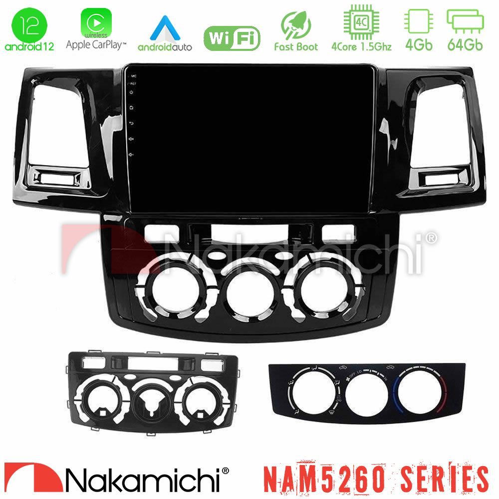Nakamichi NAM5260 Series 4Core Android12 4+64GB Toyota Hilux 2007-2011 Navigation Multimedia Tablet 9" Με Carplay & Android Auto