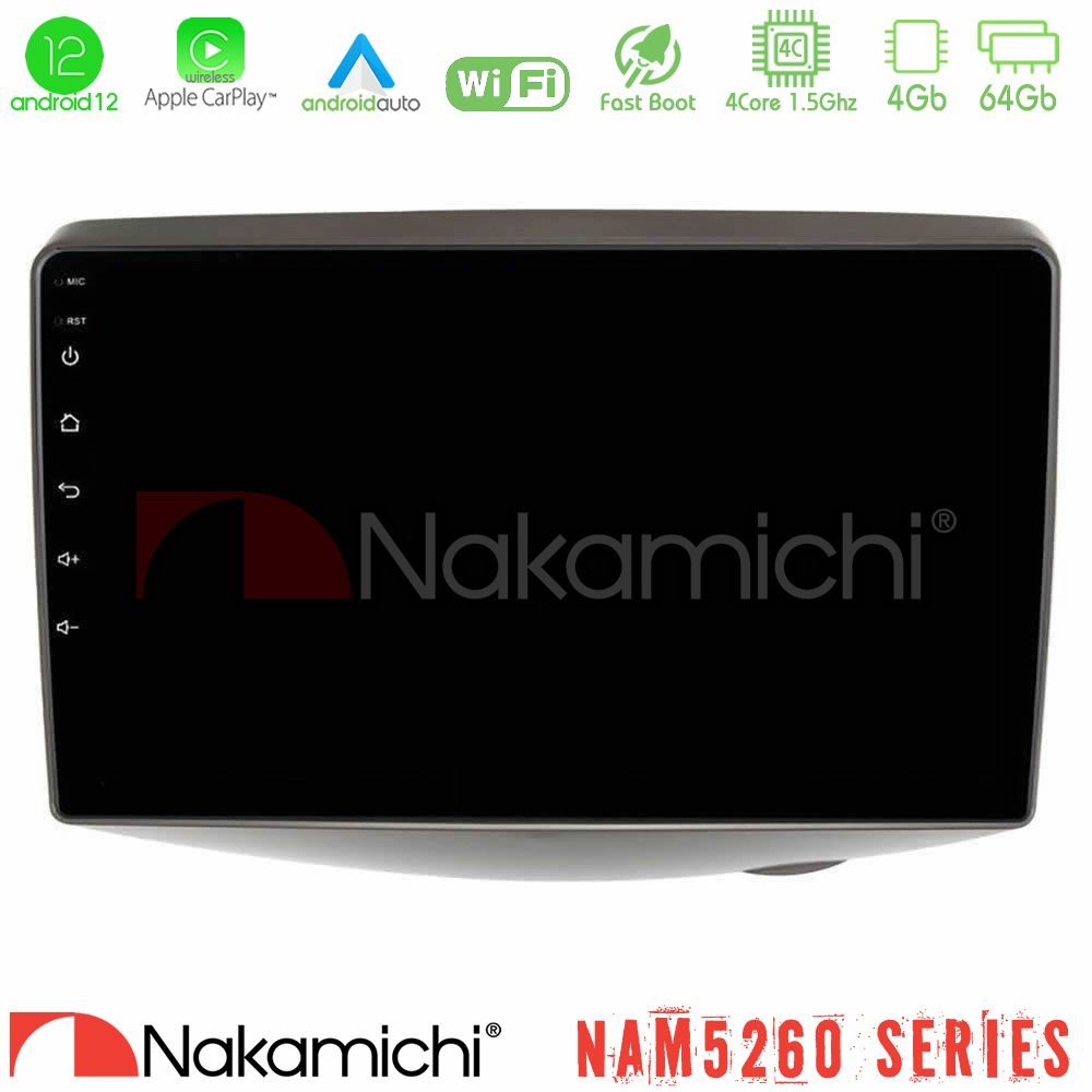 Nakamichi NAM5260 Series 4Core Android12 4+64GB Toyota Yaris 1999 - 2006 Navigation Multimedia Tablet 9" Με Carplay & Android Auto
