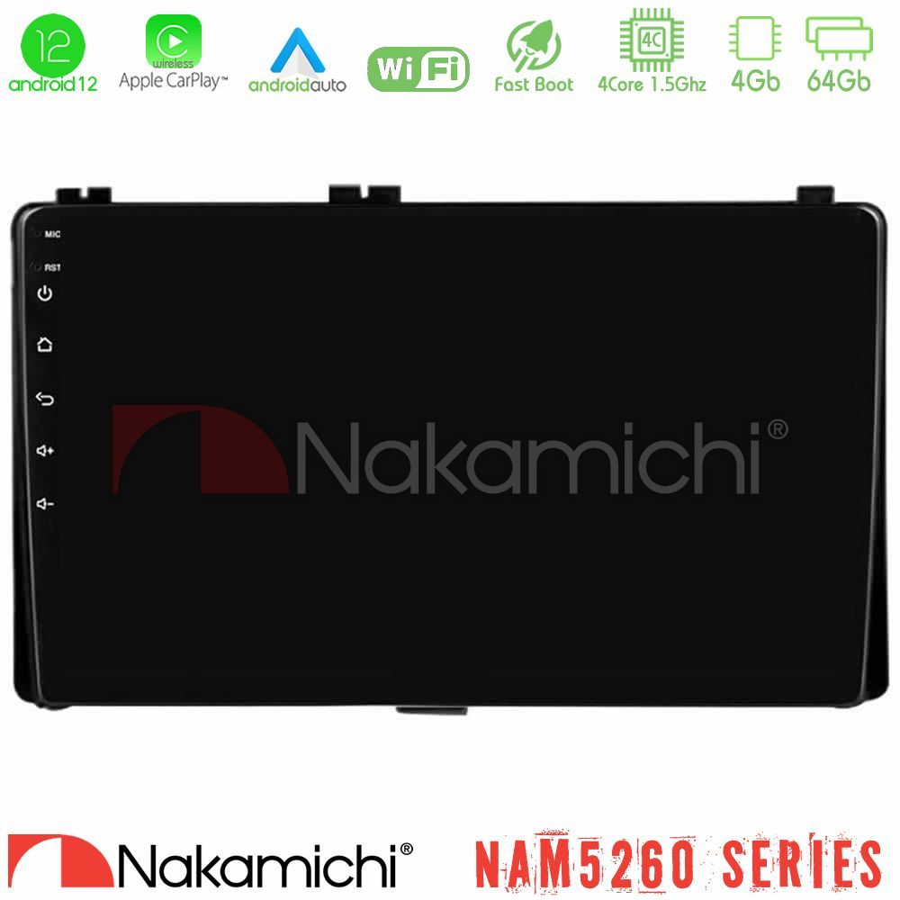 Nakamichi NAM5260 Series 4Core Android12 4+64GB Toyota Corolla/Auris 2017-2019  Navigation Multimedia Tablet 9" Με Carplay & Android Auto