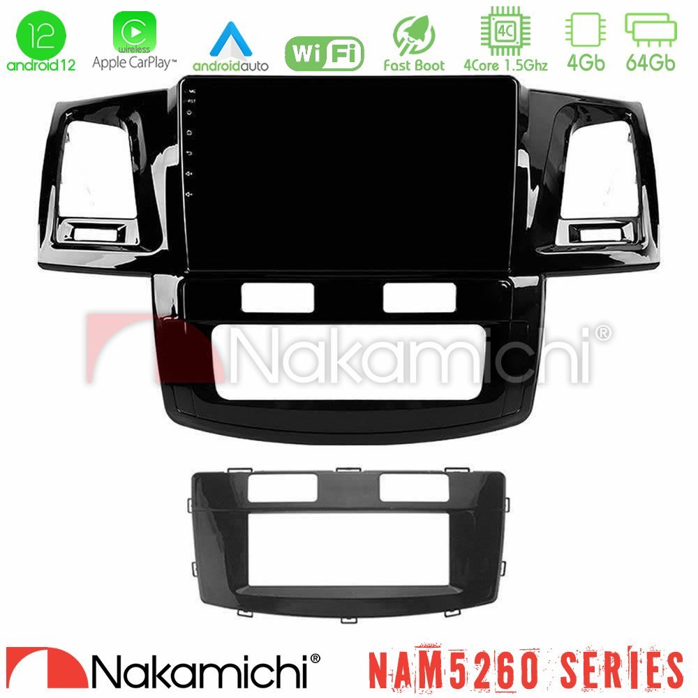 Nakamichi NAM5260 Series 4Core Android12 4+64GB Toyota Hilux 2007-2011 Navigation Multimedia Tablet 9" Με Carplay & Android Auto